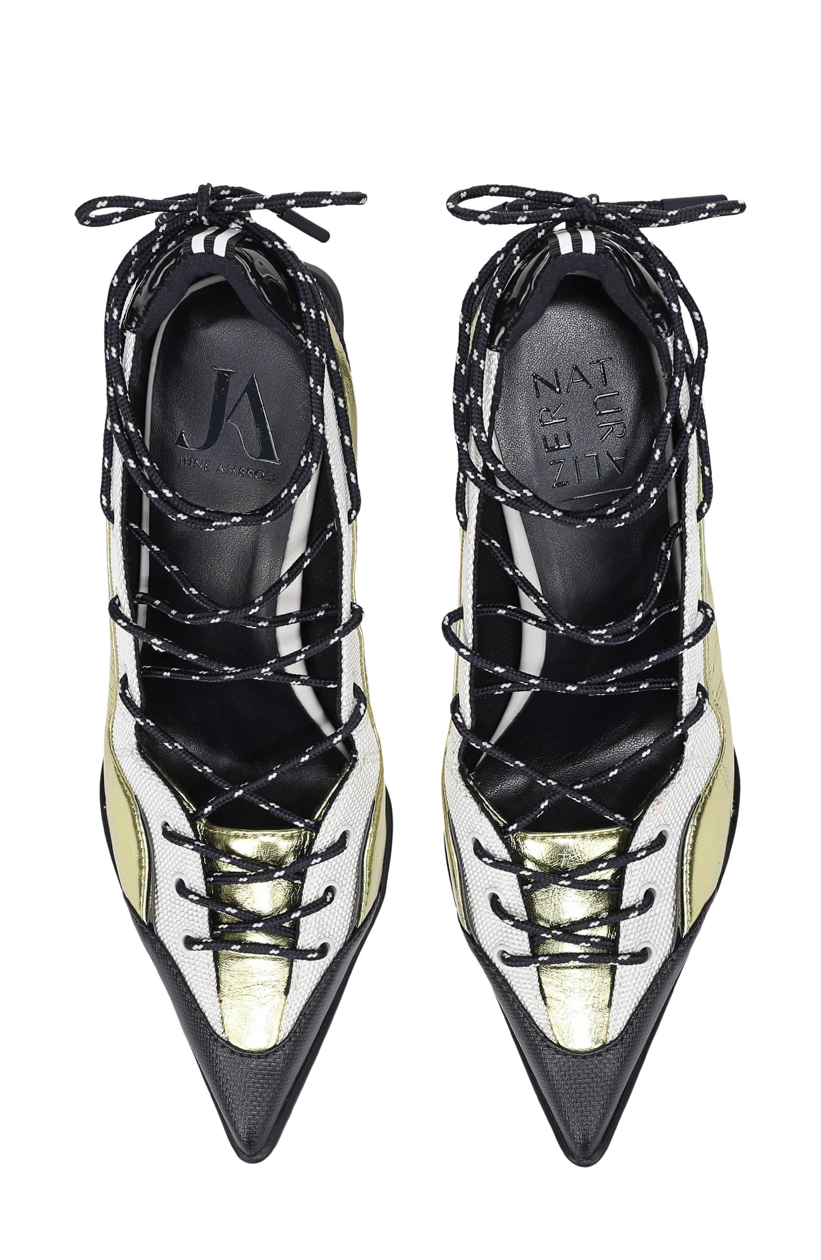 x June Ambrose Zyra Pointed Toe Sneaker Pump, Alternate, color, LIMELIGHT/ WARM WHITE/ NAVY