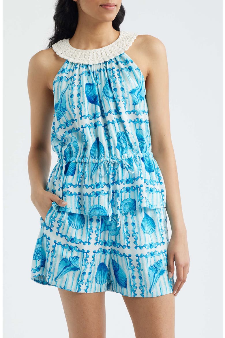 Seashell Print Sleeveless Top, Main, color, BLUE MULTI