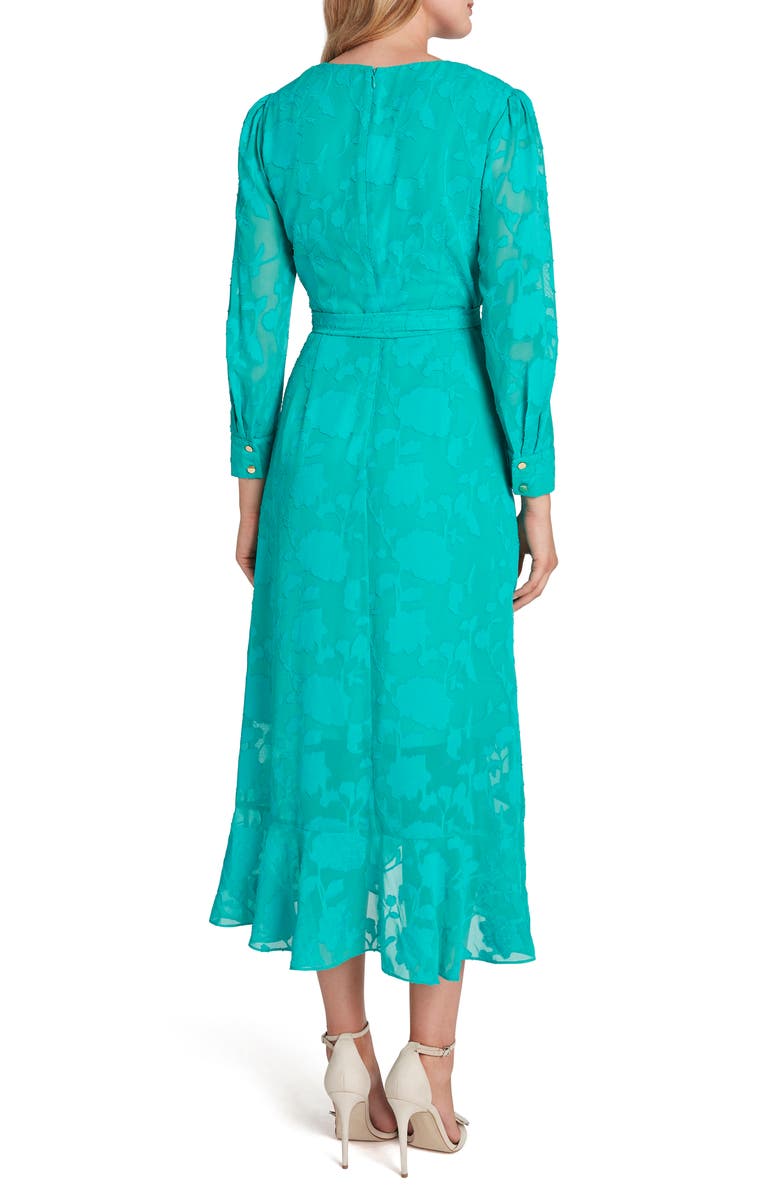 Tahari Chiffon Clip Long Sleeve Faux Wrap Maxi Dress, Alternate, color, 