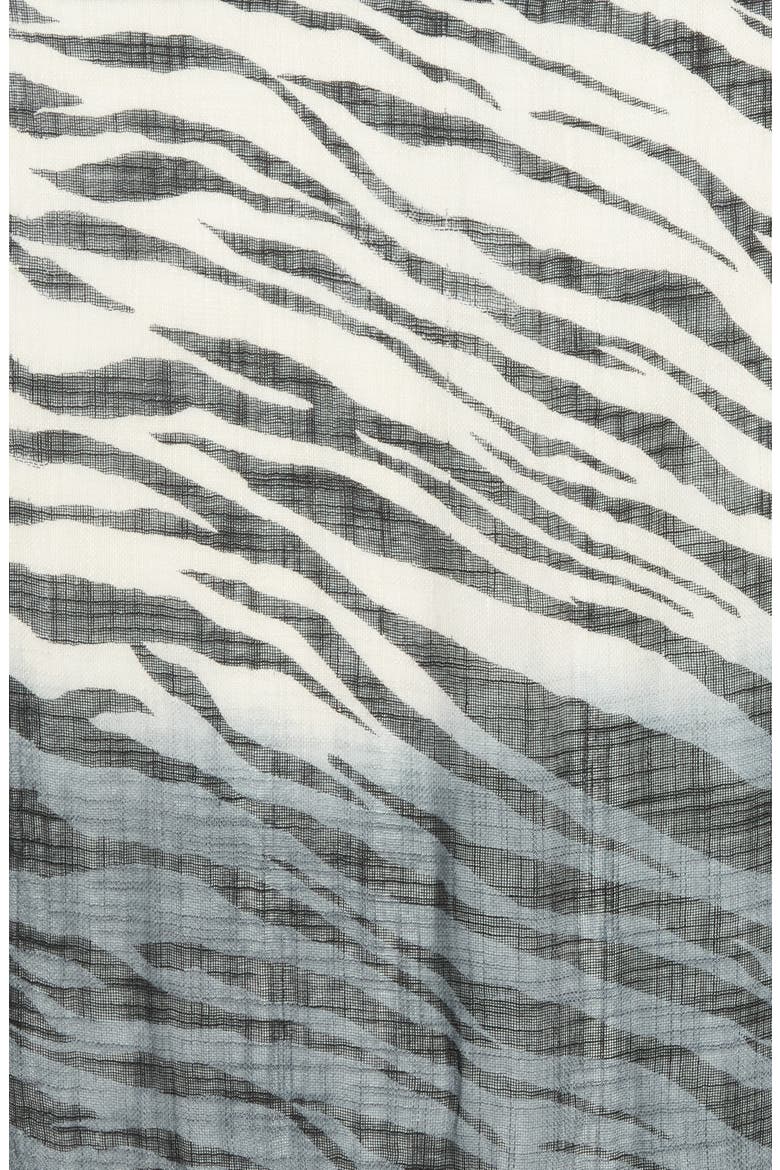 Ombré Zebra Print Scarf, Alternate, color, BLACK/ BLUE/ WHITE COMBO