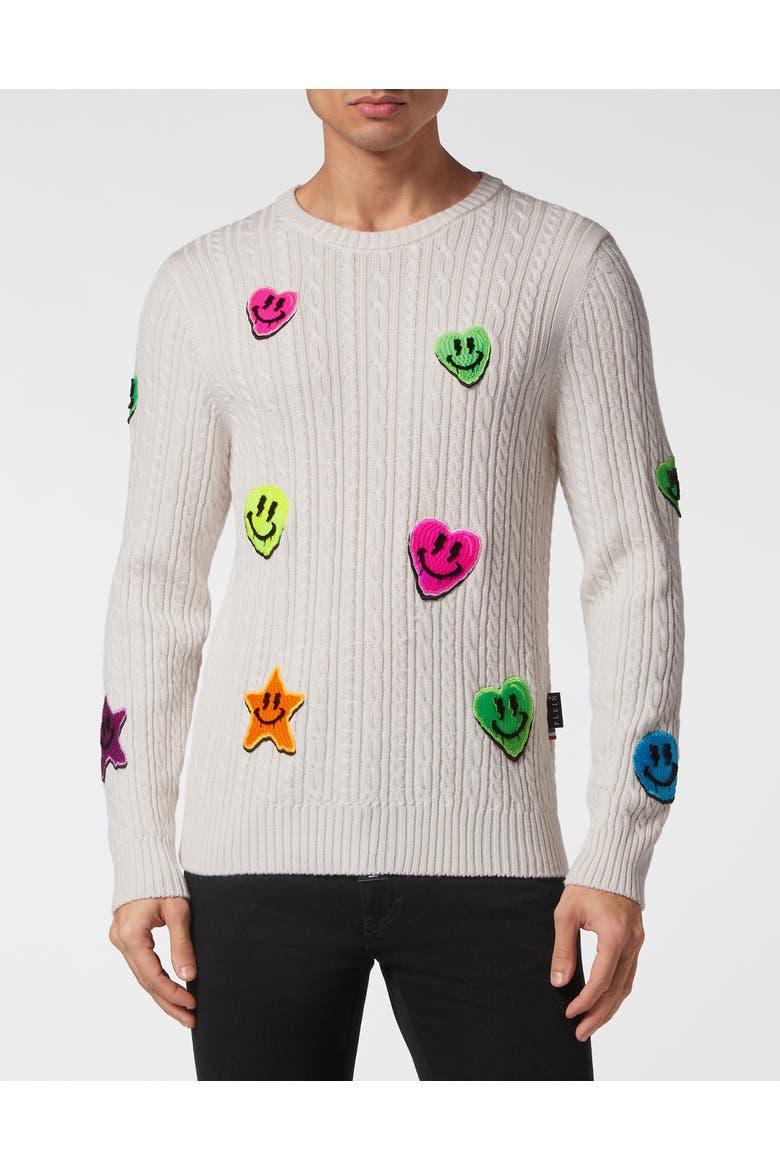 Wool Pullover Round Neck Men, Main, color, white