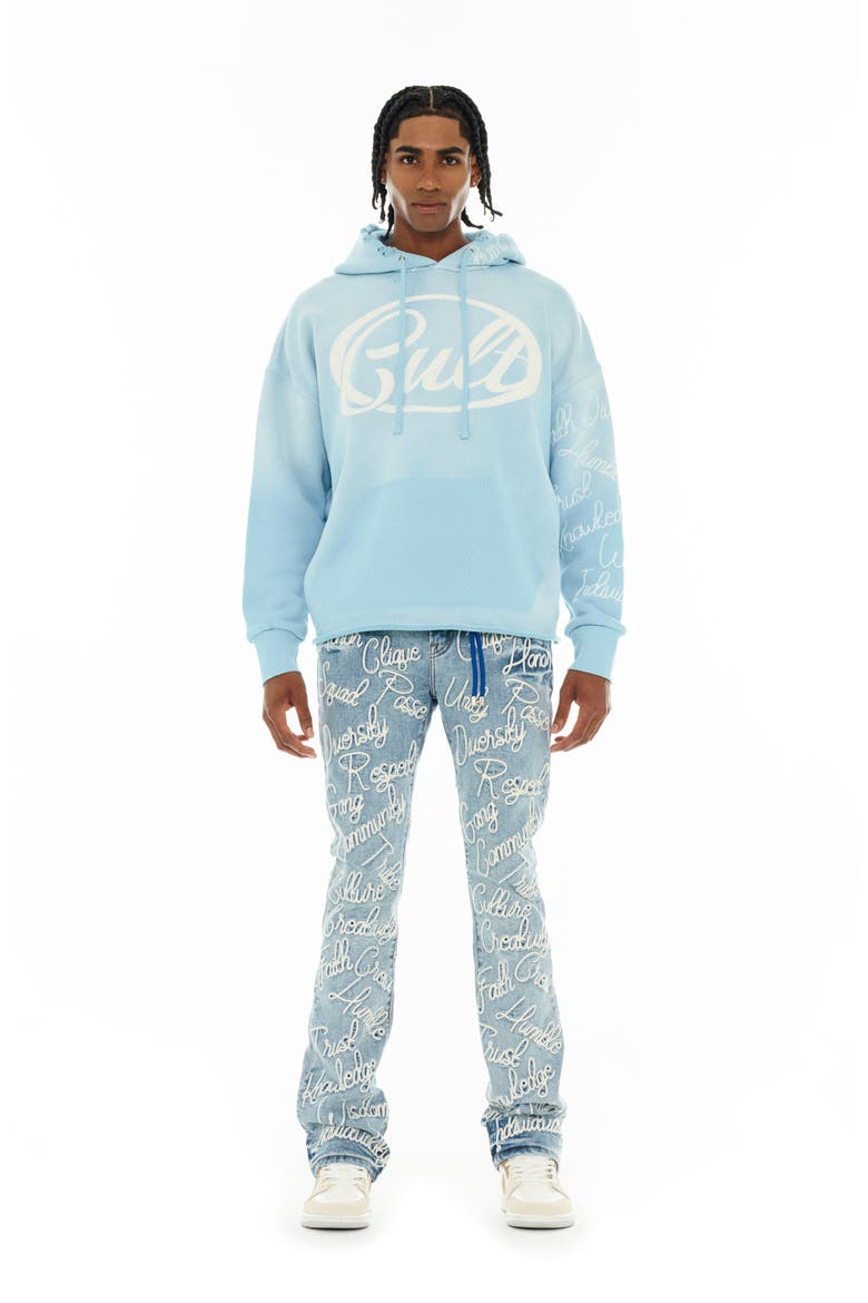 Logo Cotton Hoodie, Alternate, color, BLUE GLOW