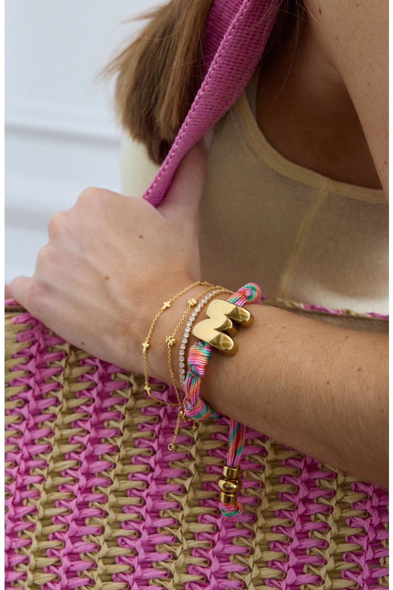 Knotty Initial Bracelet, Alternate, color, PINK MULTI/ GOLD