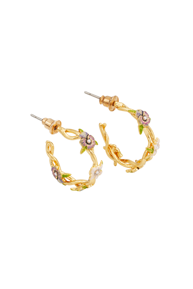 Wildflower Hoop Earrings, Main, color, Gold