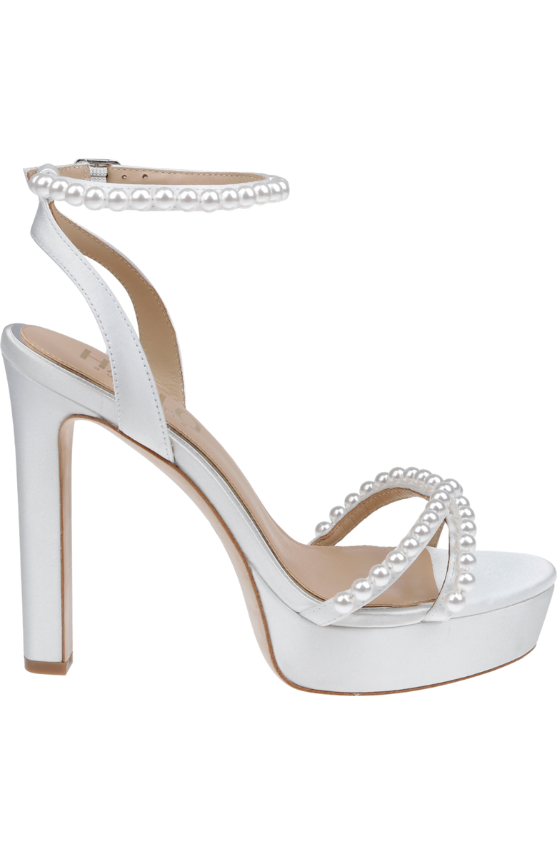 HARLO Australia Eva - Bridal Platform Block Heel with Pearl Detail, Main, color, Soft White Satin