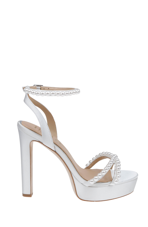 Eva - Bridal Platform Block Heel with Pearl Detail