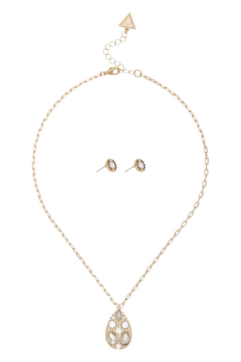 Teardrop Pendant Necklace & Stud Earrings Set, Alternate, color, GOLD