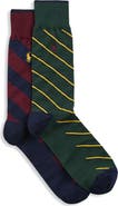 Polo Ralph Lauren Big & Tall Diagonal Stripe 2-pk Crew Socks