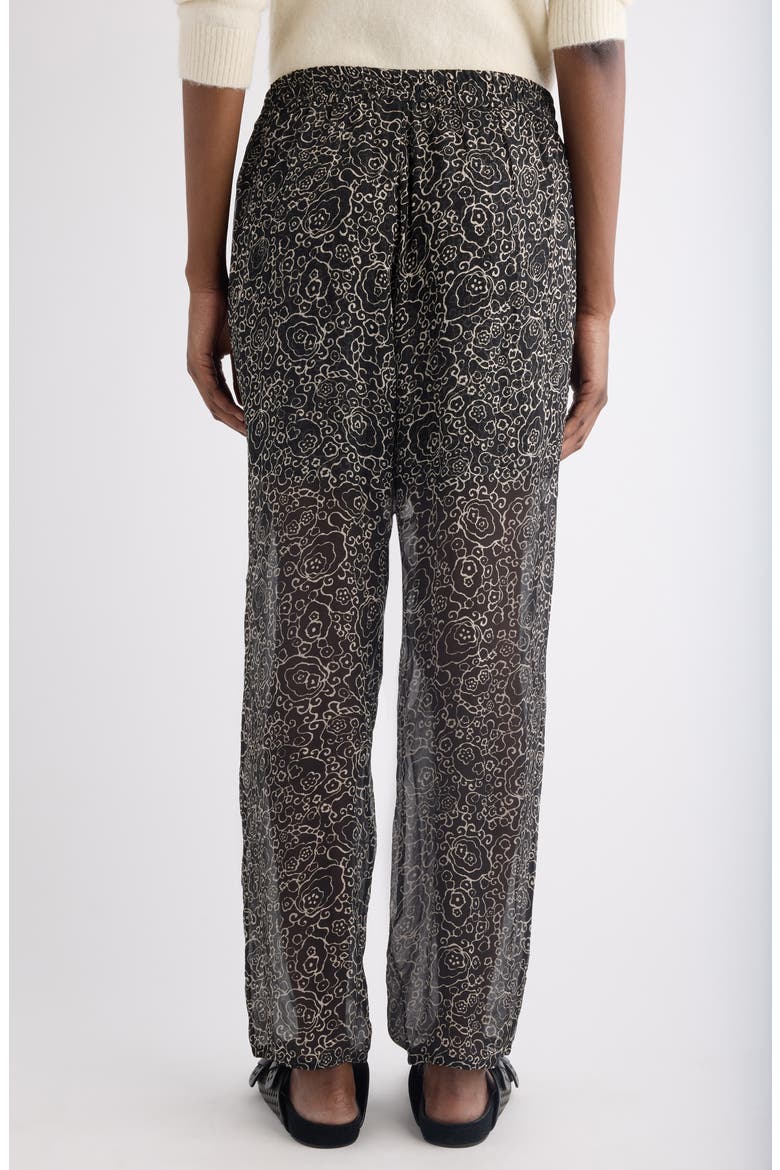 Lydna Print Drawstring Straight Leg Pants, Alternate, color, BLACK/ ECRU