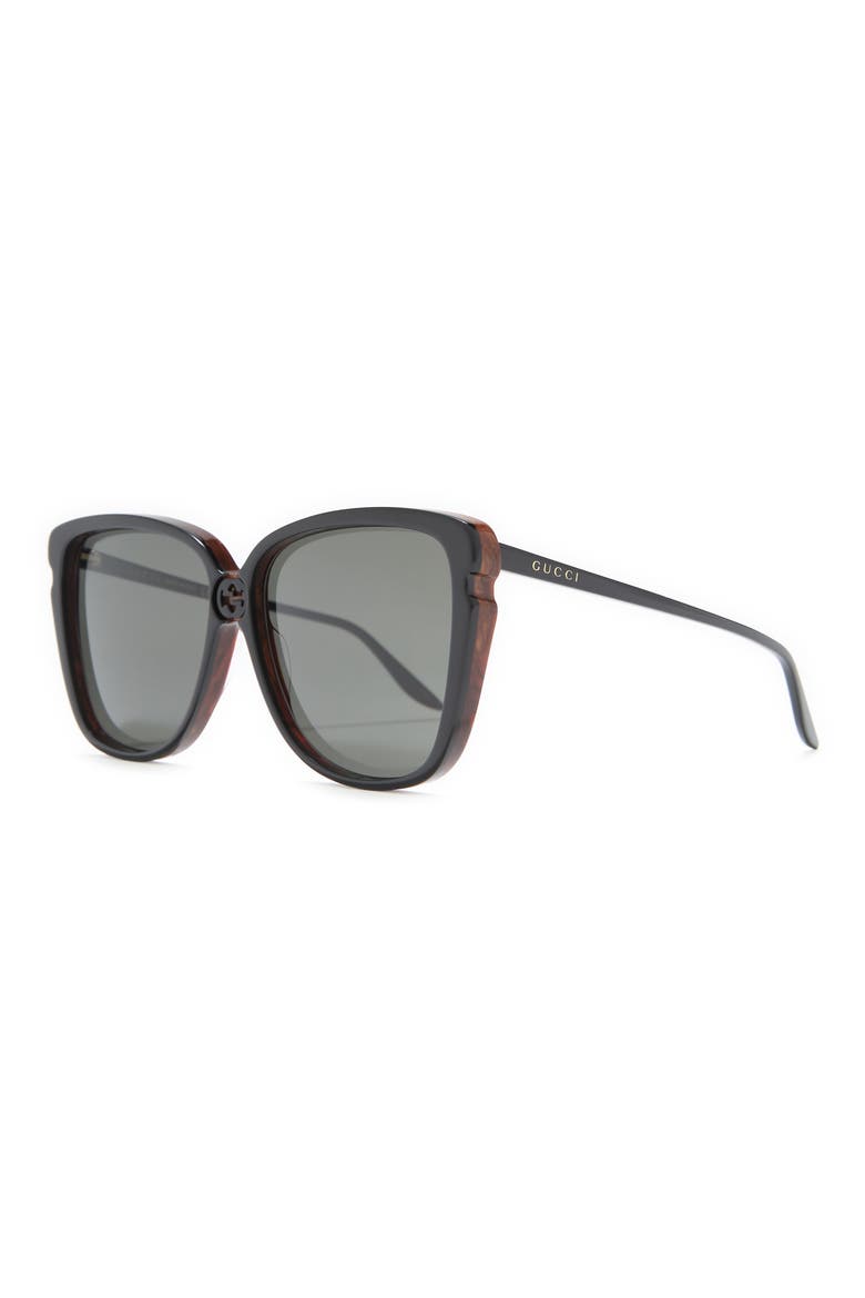 63mm Square Sunglasses, Alternate, color, BLACK