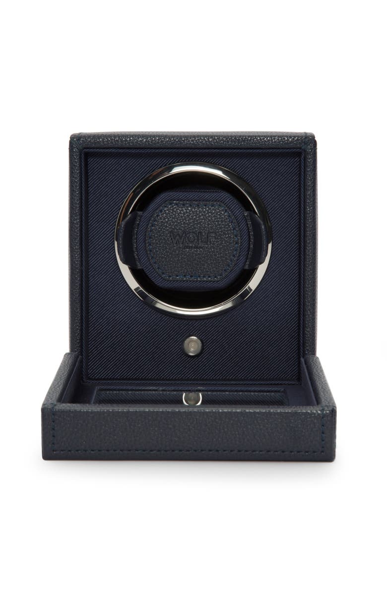 WOLF Cub Single Watch Winder with Cover, Alternate, color, Navy