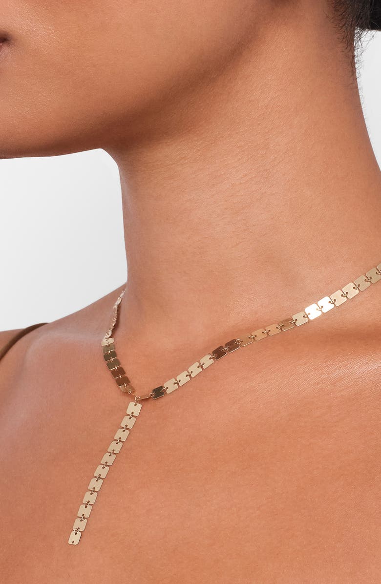 LANA 14K Gold Laser Square Y-Necklace, Alternate, color, Yellow Gold