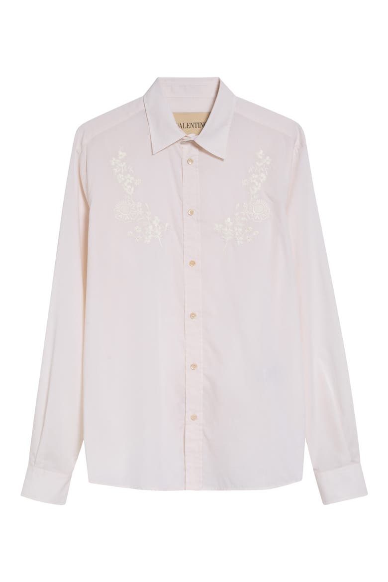 Floral Embroidered Cotton Button-Up Shirt, Main, color, WHITE