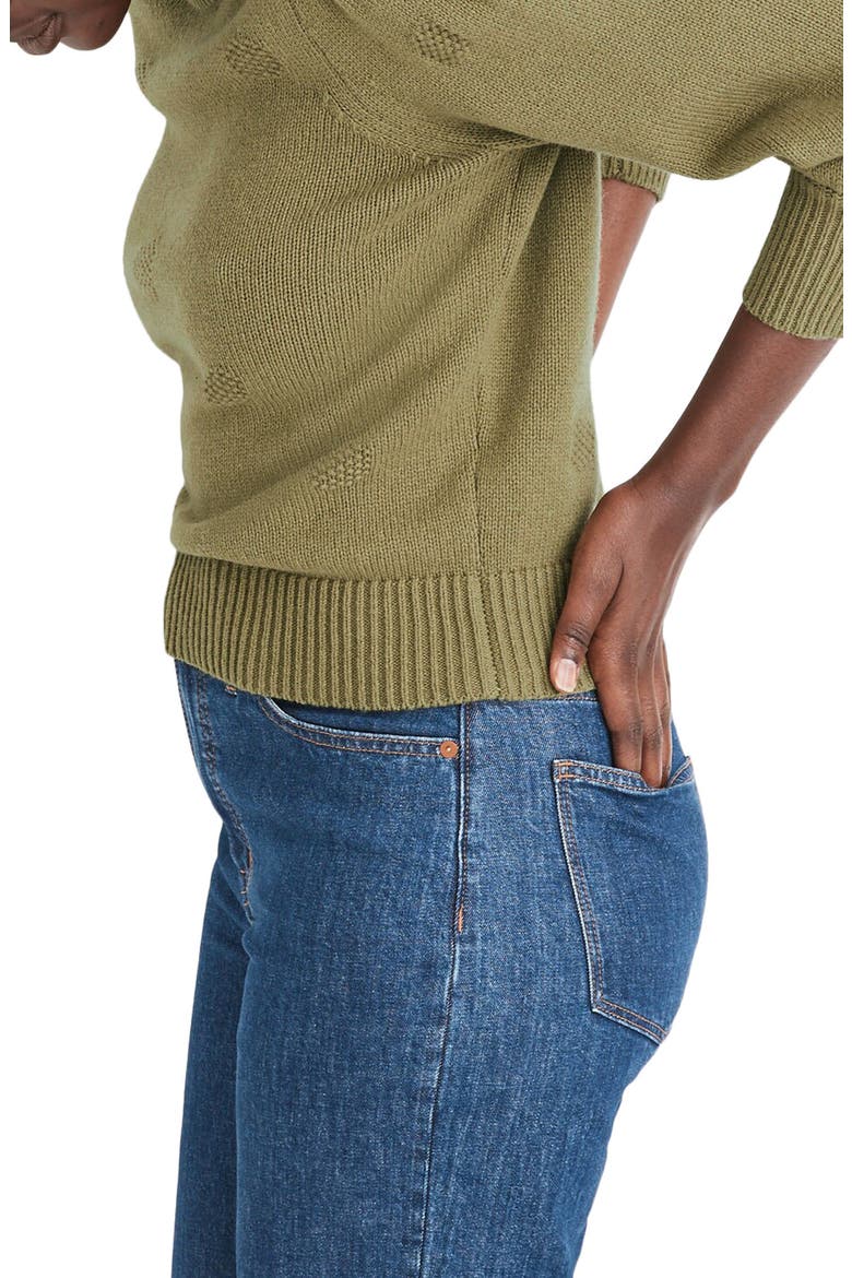 Eaton Dotted Puff Sleeve Cotton & Merino Yarn Pullover Sweater, Alternate, color, VINTAGE MOSS
