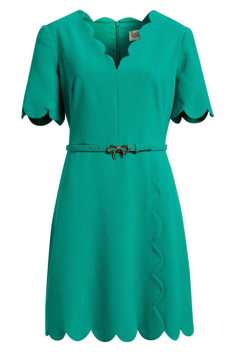 Scallop Sheath Dress, Alternate, color, GREEN