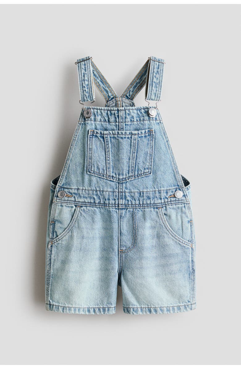 H&M Denim overall shorts, Main, color, Light Denim Blue