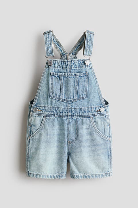 Denim overall shorts