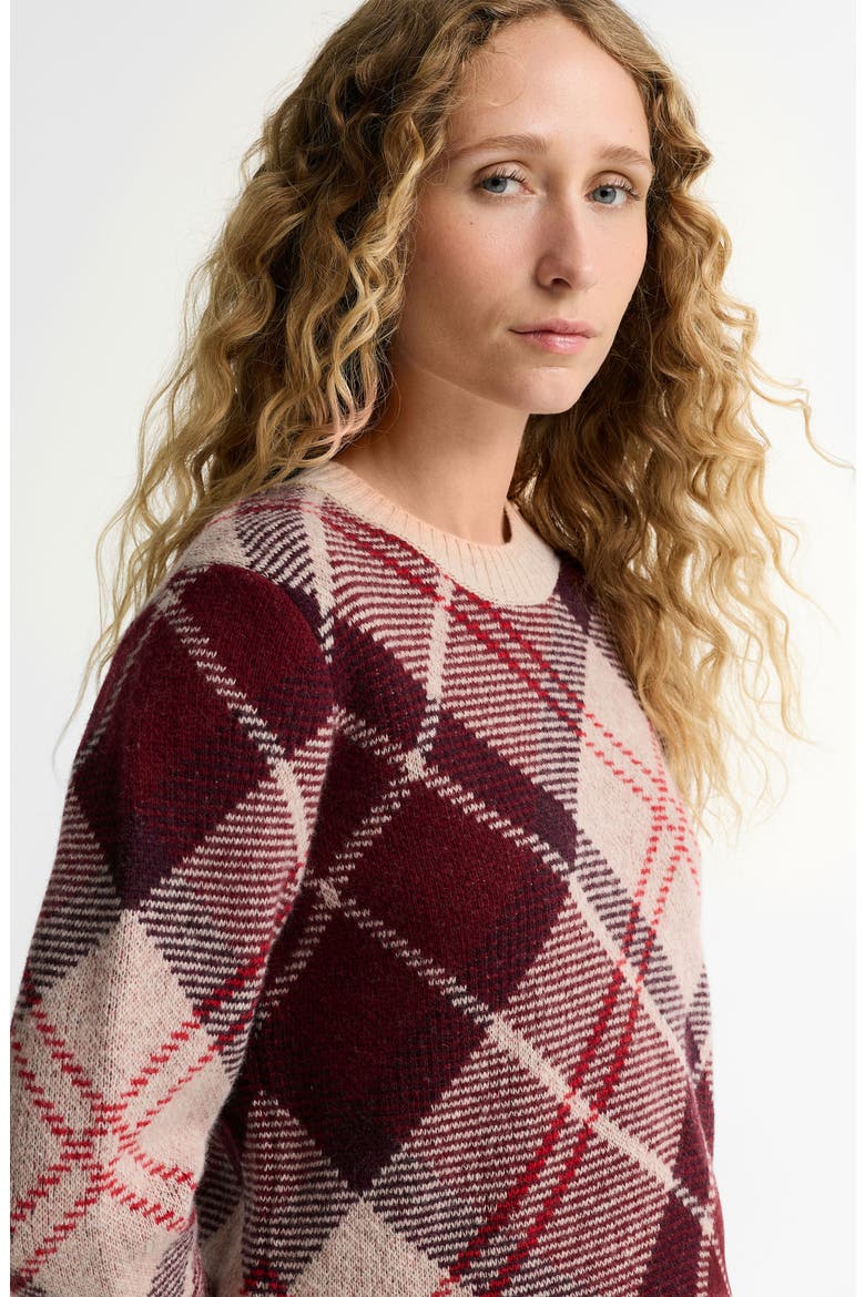 Stevie Tartan Wool Blend Sweater, Alternate, color, BURGUNDY MULTI