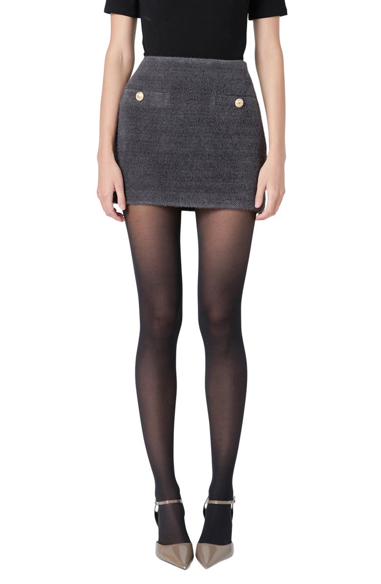 Endless Rose Bouclé Tweed Miniskirt, Main, color, Grey
