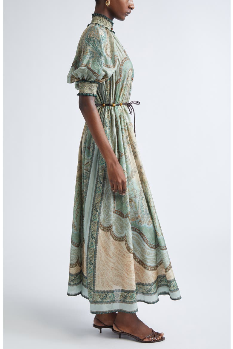 bohemian traders billow sleeve dress KALEIDOSCOPE OF COLOUR : Bohemian Traders Billow Sleeve Midi Dress is made  from lightweight cotton and patterned with a kaleidoscope of coloured  stripes. It has a collared neckline and a voluminous tiered
