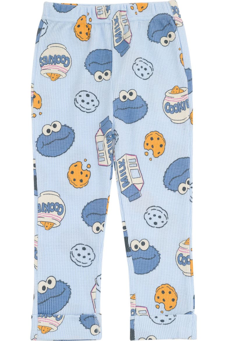 Cookie Monster Sweatshirt and Waffle Pants Set, Alternate, color, Blue Cookie Monster