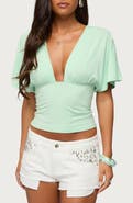 EDIKTED Betee Flutter Plunge Neck Top