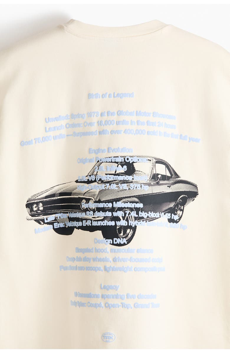 H&M Oversized Fit Printed Cotton T-shirt, Alternate, color, Cream/Car