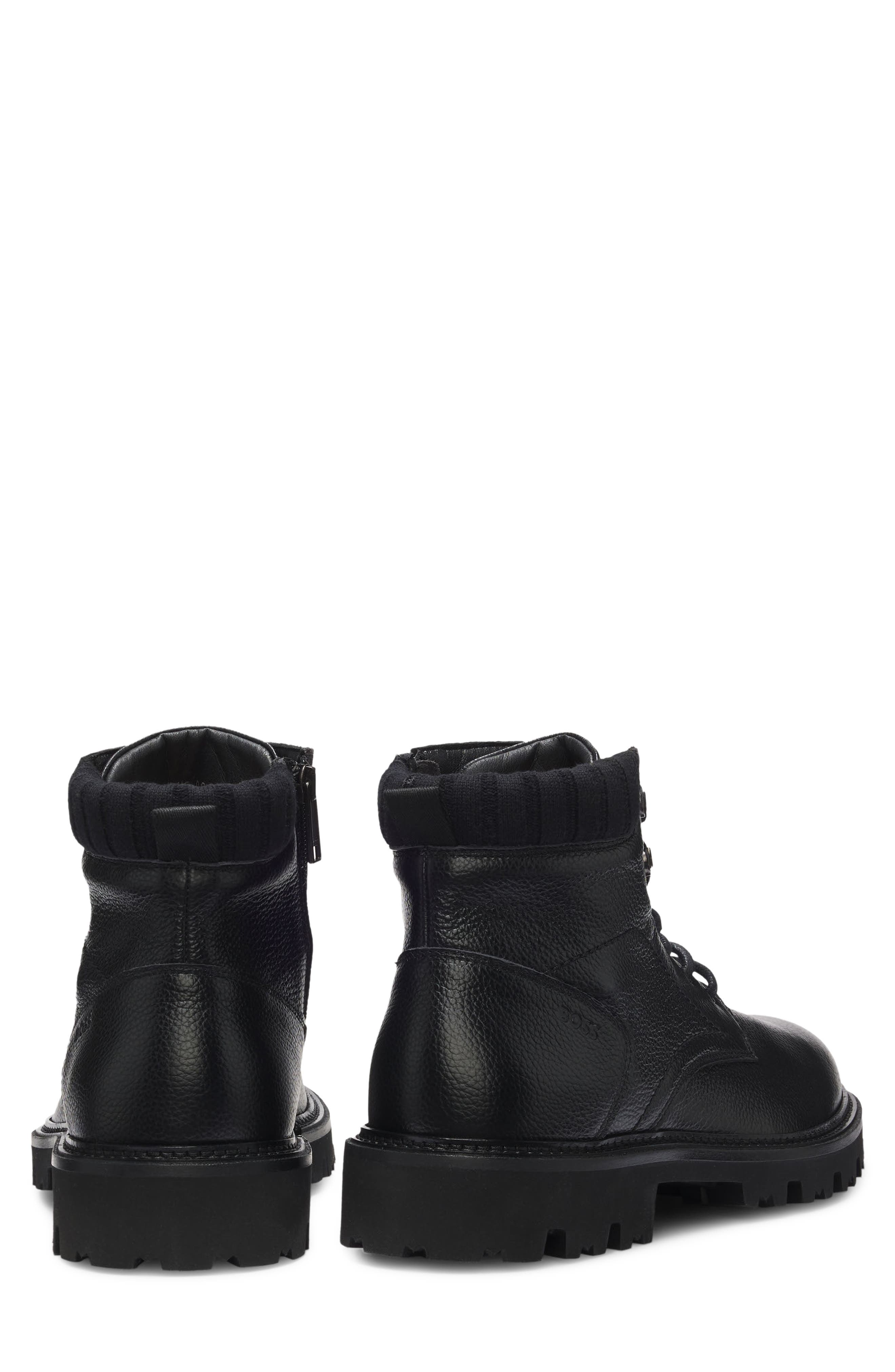 Julio Lugged Moc Toe Leather Boot, Alternate, color, BLK