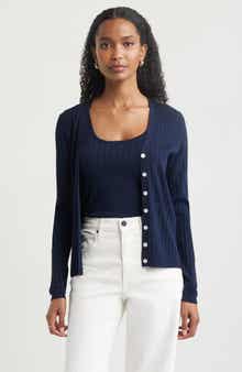 Nordstrom Fitted V-Neck Rib Cardigan