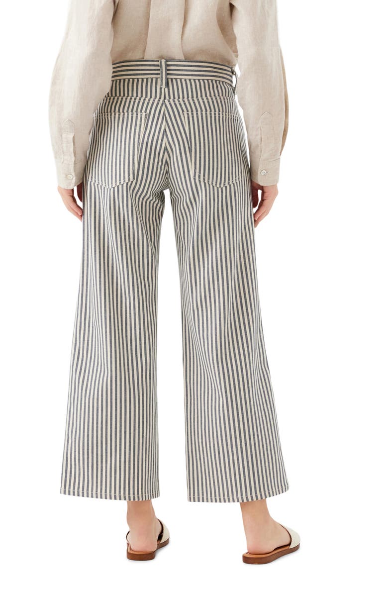 Karen Kane Stripe Crop Wide Leg Jeans, Alternate, color, Cream W/ Navy