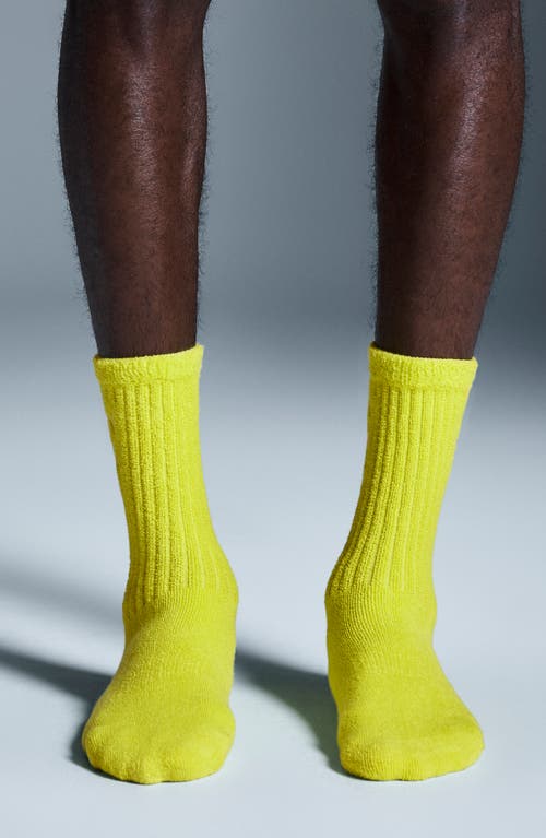 On Organic Cott Terry Crew Socks In Lime