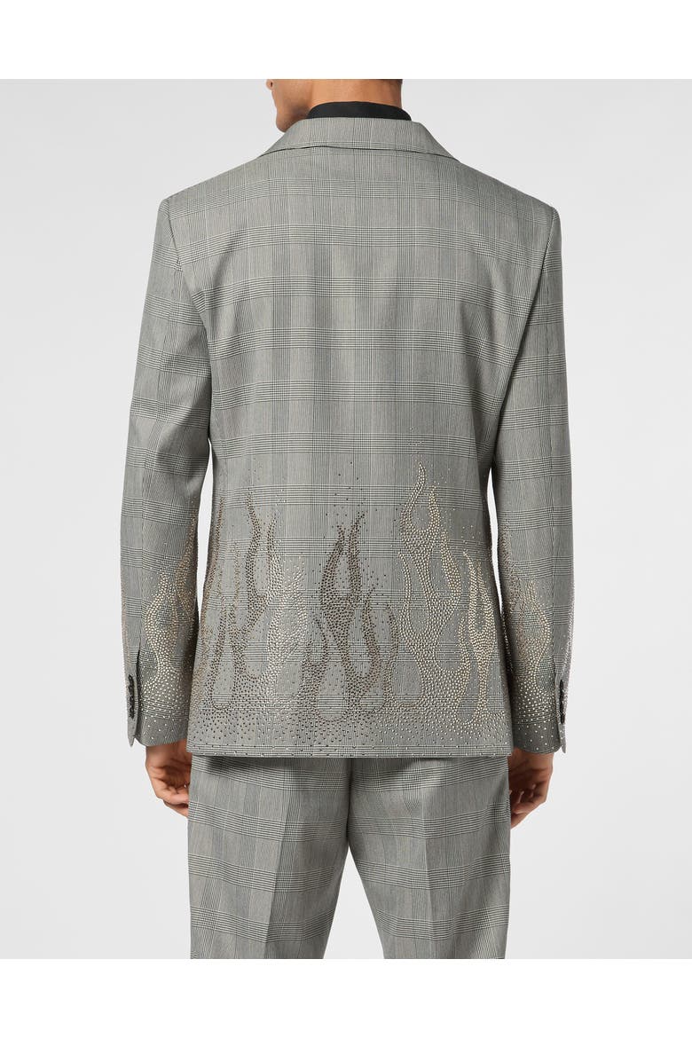 English Check Blazer Ls Strass Flame Men, Alternate, color, black/turquoise