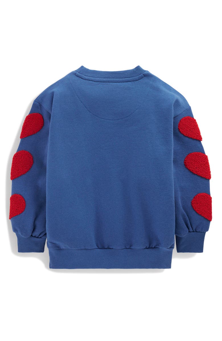 Mini Boden Kids' Bouclé Hearts Cotton Sweatshirt, Alternate, color, Bluejay Hearts