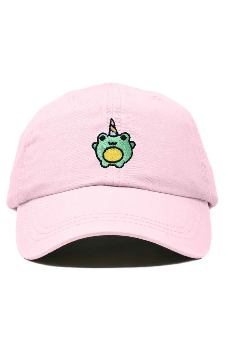 Froggy Unicorn Embroidered Cap, Main, color, Washed Pink
