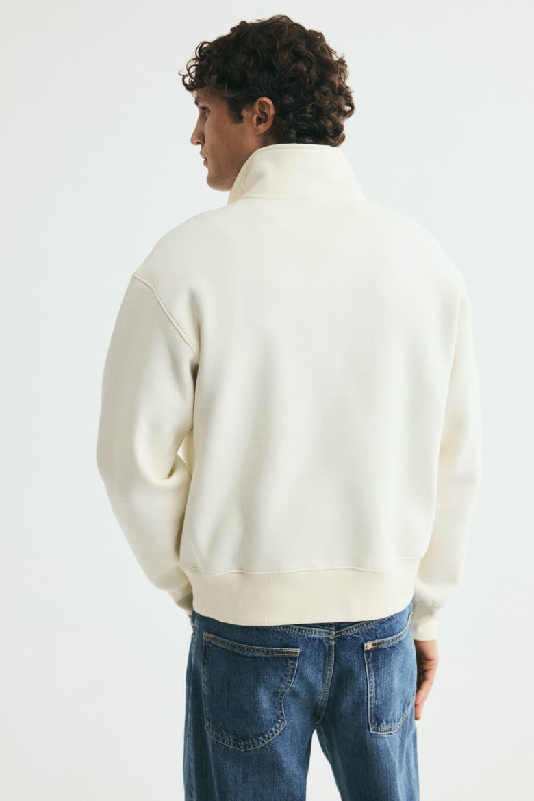 Relaxed-Fit Half-Zip Sweatshirt, Alternate, color, Cream
