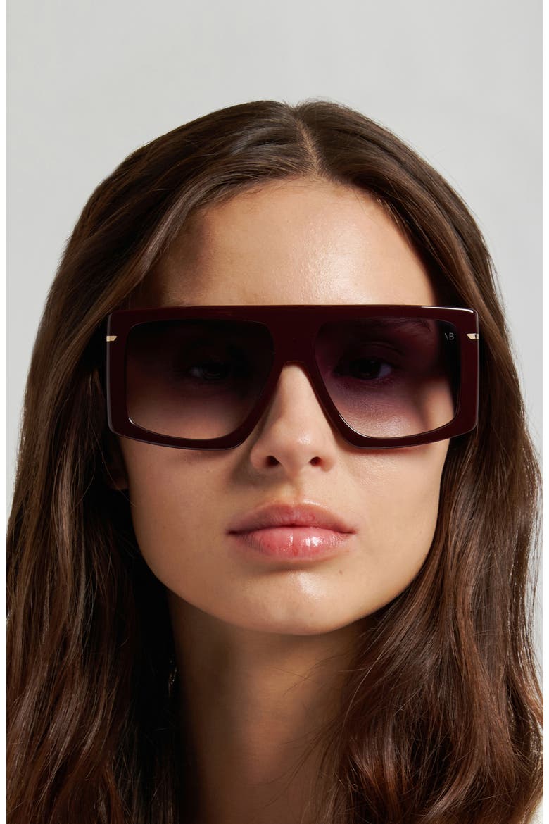 59mm Rectangular Sunglasses, Alternate, color, BURGUNDY/ DARK GREY SF