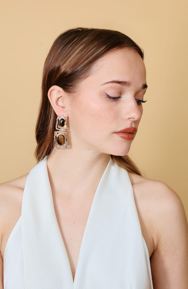 Petit Moments Ocean Relic Quartz Stone Drop Earrings, Alternate, color, Gold/ Brown