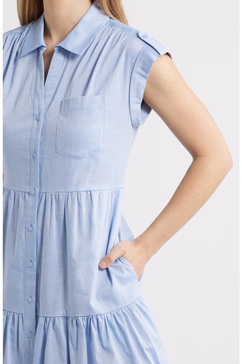 Tiered Cotton Shirtdress, Alternate, color, CHAMBRAY B