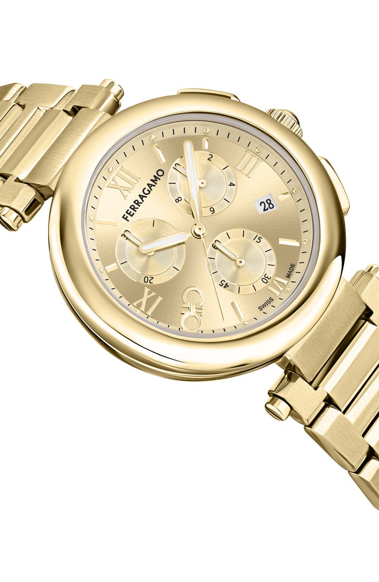 FERRAGAMO Legacy Quartz Bracelet Watch, 40mm, Alternate, color, Ip Yellow Gold