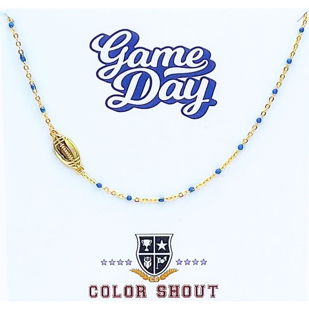 Color Shout Game Day Side Set Football Necklace With Enamel Beads In Blue