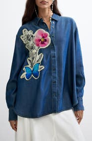 Desigual Floral Patch Button-Front Shirt