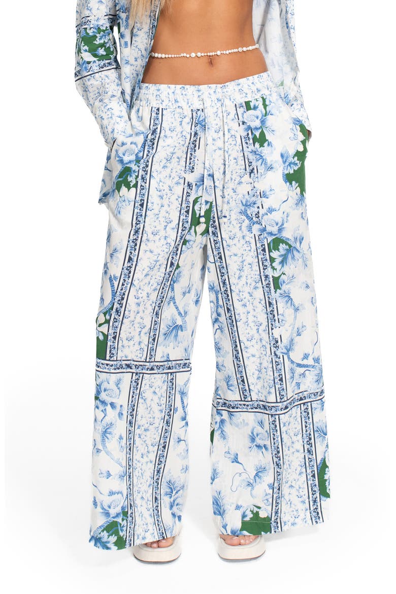 Nader Print Wide Leg Cover-Up Pants, Main, color, BLUE