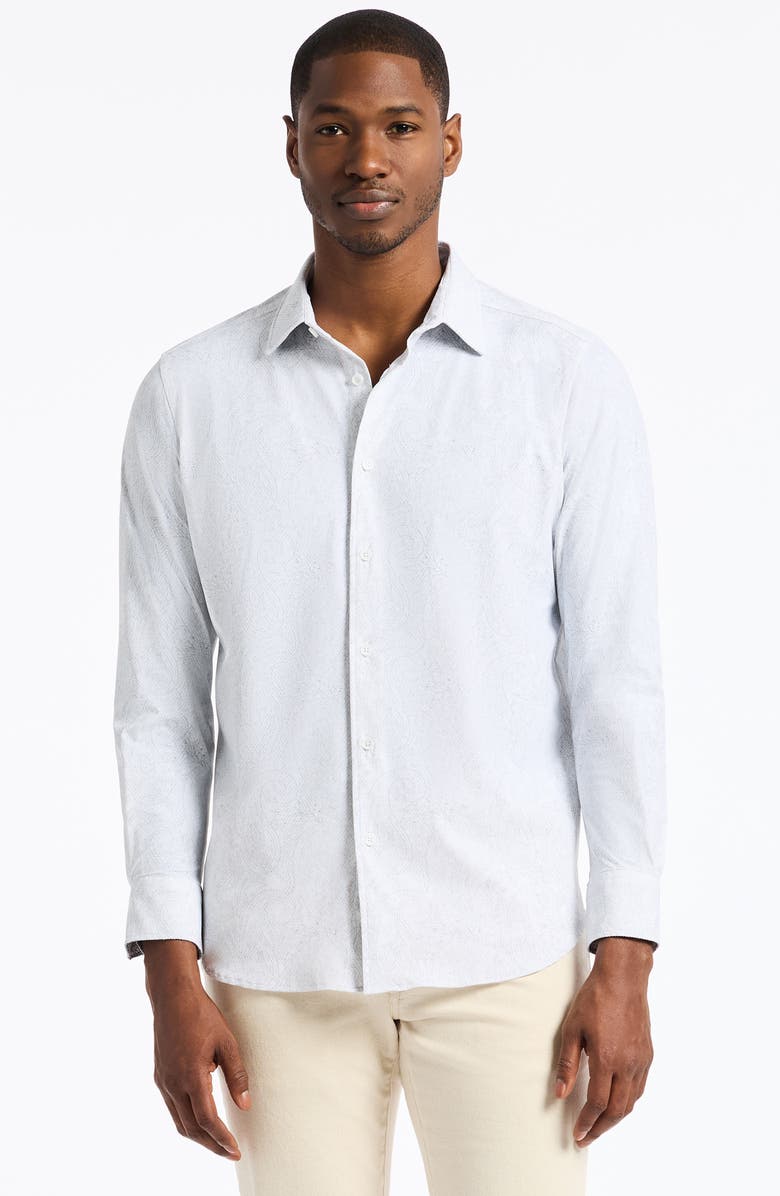 Robert Graham Thurston Paisley Knit Button-Up Shirt, Alternate, color, White