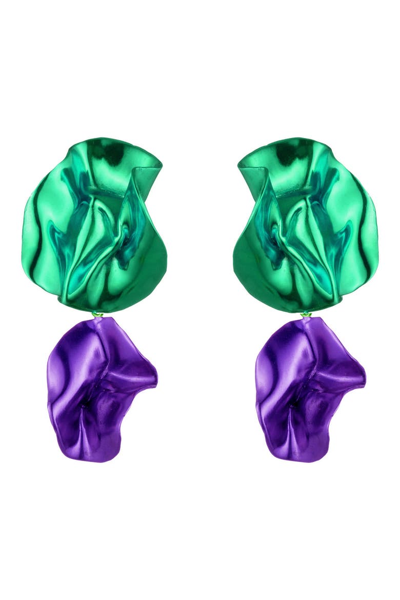Flashback Fold Drop Earrings, Main, color, EMERALD - VIOLET