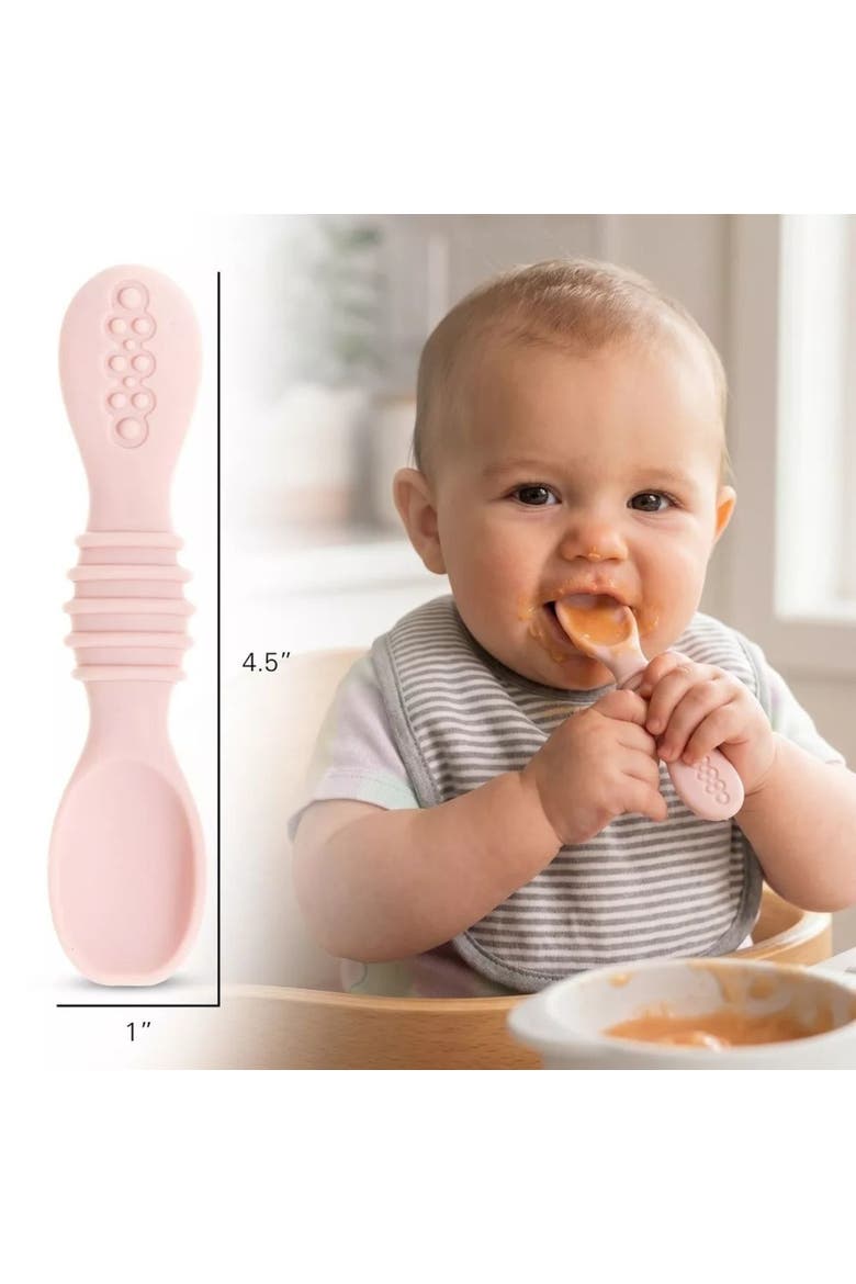 Silicone Suction Bowl Set with Lids, Soft Led Weaning Feeding Spoons, Fruit Feeders, Freezer & Dishwasher Safe, Alternate, color, Pink