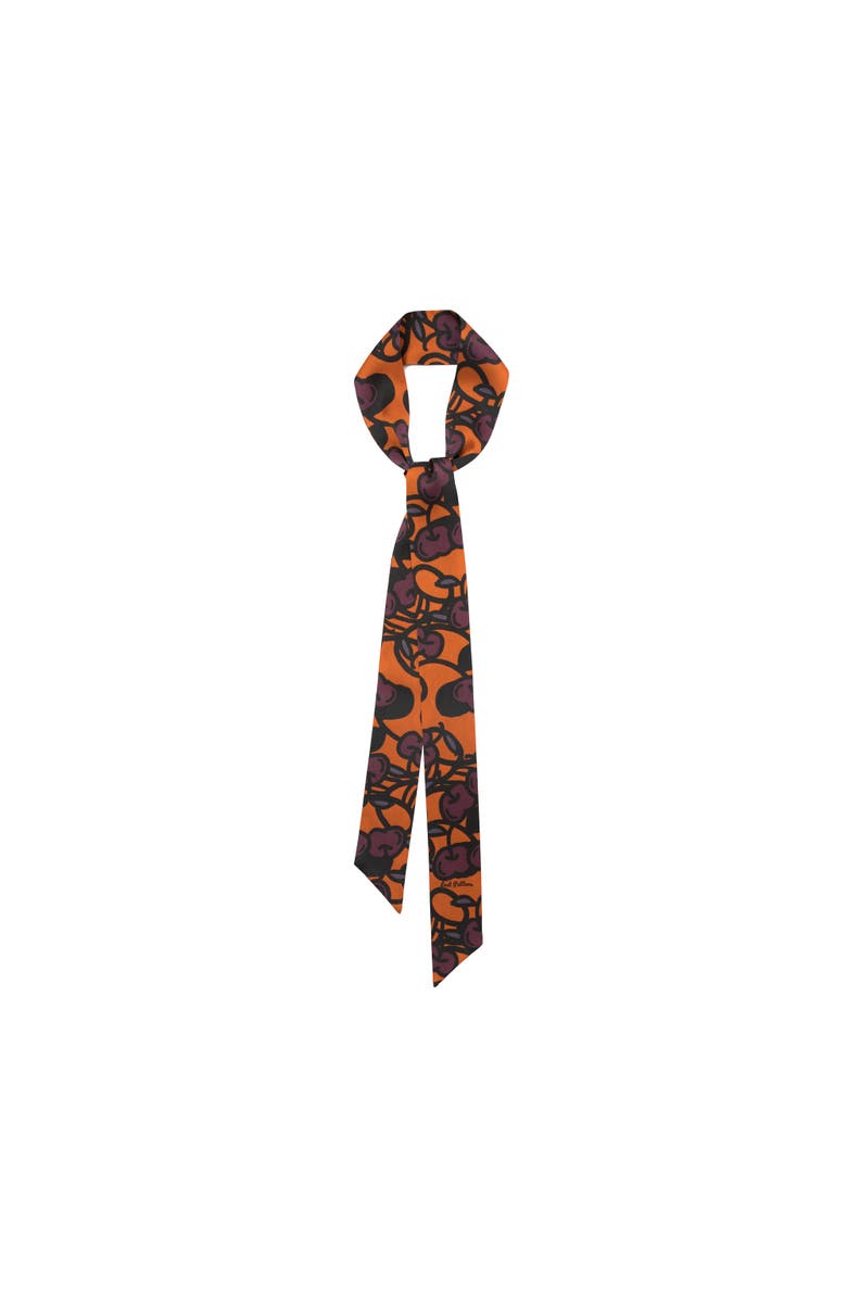 Lost Pattern "Lost Cherries" Silk Skinny Scarf, Main, color, Pumpkin Orange