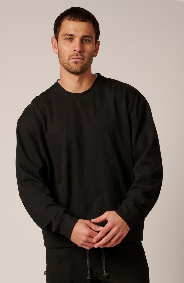 LEISURE LAB Cotton Lounge Crewneck, Main, color, Onyx