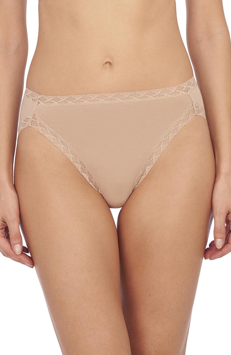 Natori Bliss Supima Cotton French Cut Briefs 6-Pack, Alternate, color, Black/Blck/Blck/Cafe/Cafe/Cafe