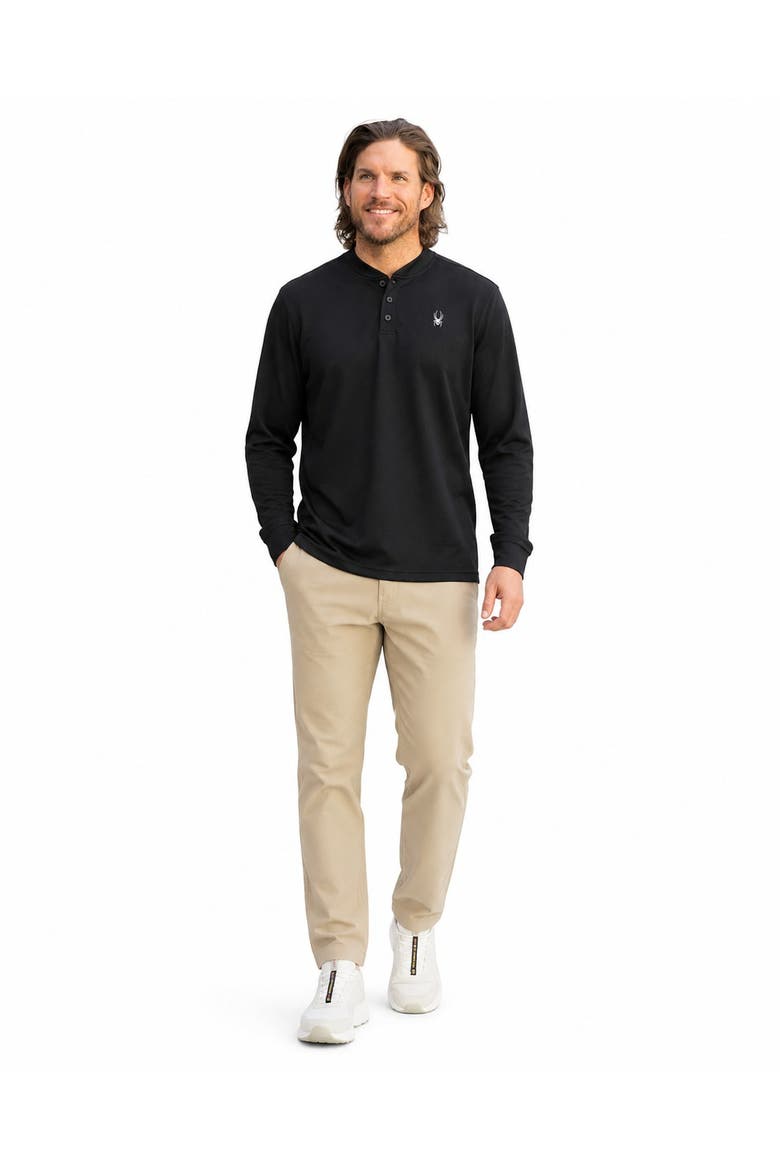 Men Long Sleeve Thermal Henley, Main, color, Black