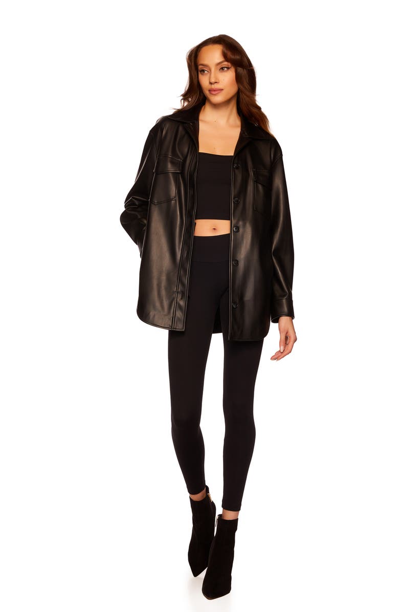 Susana Monaco Faux Leather Shacket, Alternate, color,